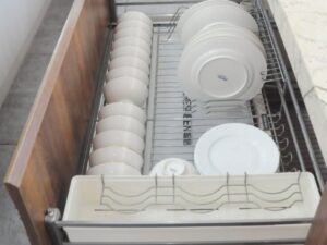 Khay kéo 3 cạnh nhôm kệ chén dĩa