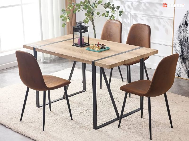 Bàn ăn mặt đá ceramic + chân sắt nghệ thuật