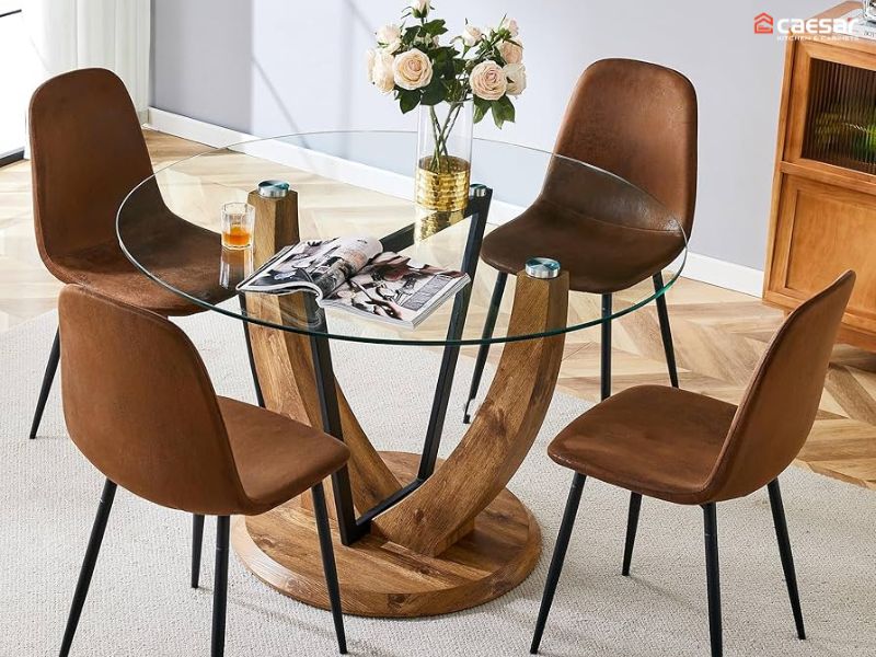 mặt kính cường lực + chân gỗ