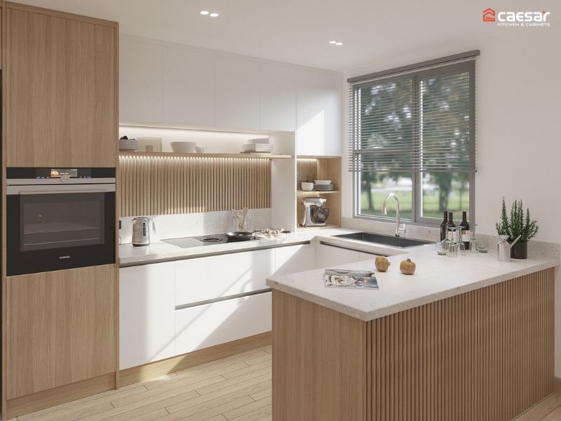 Bếp Gỗ công nghiệp – Linh hoạt thời hiện đại