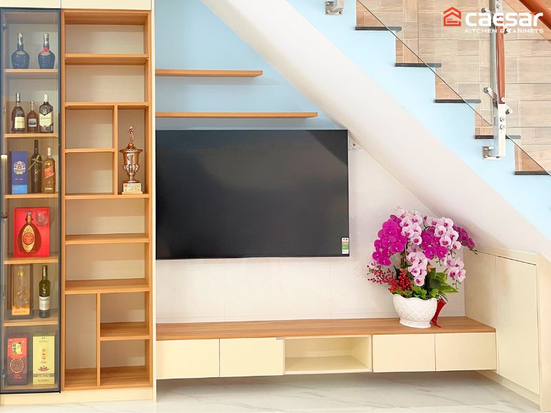 tủ cầu thang hiện đại gỗ MDF