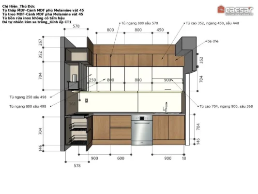 Bản vẽ kỹ thuật của căn bếp