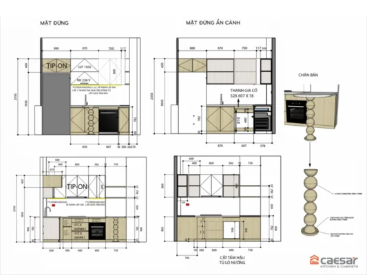 Nội thất nhà phố Thủ Đức bản vẽ 2D tủ bếp