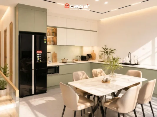 Tủ bếp nhà phố Quận 12 phối cảnh thiết kế 3D