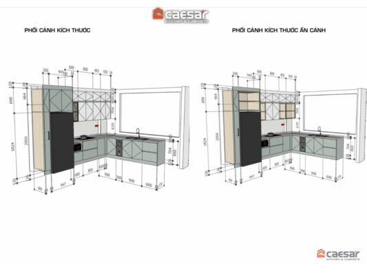 Bản vẽ thiết kế 2D phối cảnh tủ bếp