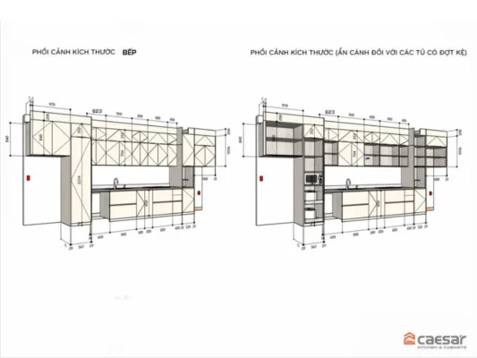 Mẫu thiết kế 2D tủ bếp chị Tuyền