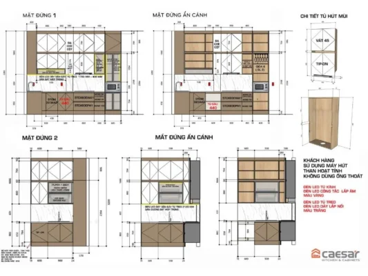 Bản vẽ thiết kế 2D tủ bếp chị Lan Anh