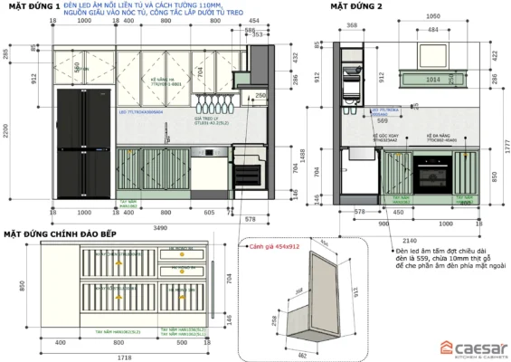 Mẫu thiết kế 2D tủ bếp anh Huy