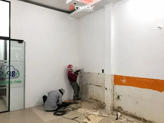 Tủ bếp chữ L nhà phố Tân Bình hiện trạng