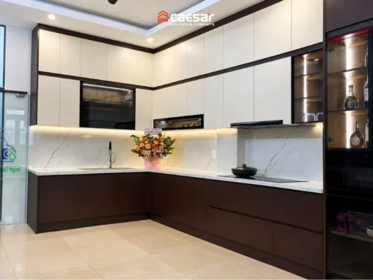 Không gian tủ bếp sau khi hoàn thiện.