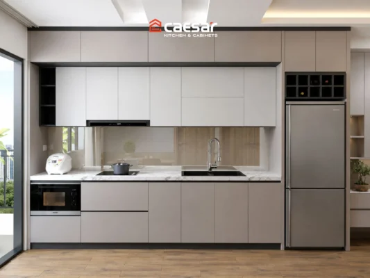 Thiết kế tủ bếp kịch trần tăng không gian lưu trữ