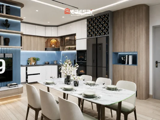 Tủ bếp cánh phẳng phong cách tối giản