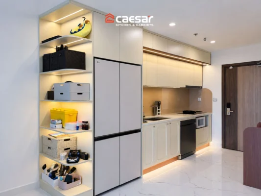 Mẫu tủ bếp âm tường Caesar tối ưu không gian