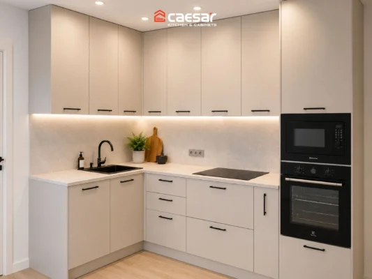 tủ bếp chung cư chữ L thiết kế tối giản