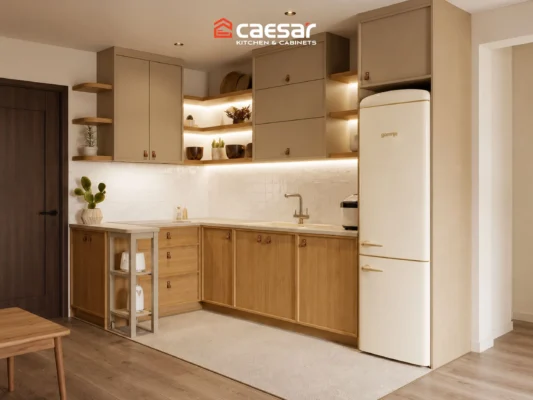 tủ bếp chung cư hiện đại tích hợp thiết bị