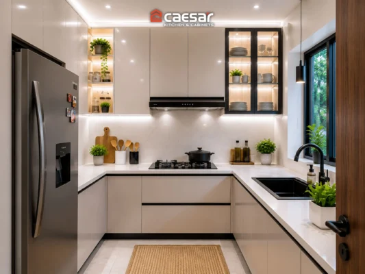 Tủ bếp mini không tay nắm hiện đại