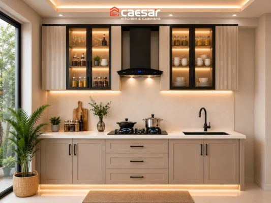 Tủ bếp mini chữ I hiện đại Caesar