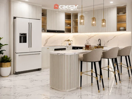 tủ bếp nhà ống có quầy bar